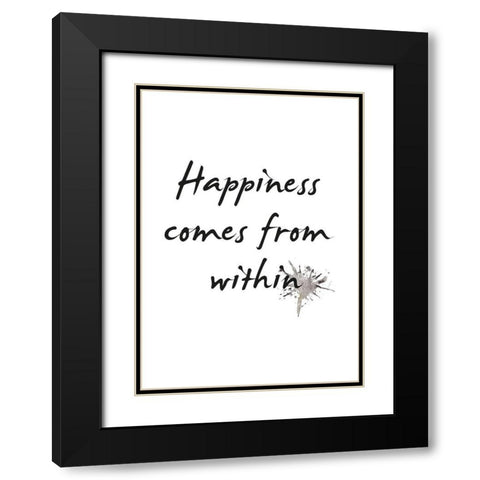 Happiness Black Modern Wood Framed Art Print with Double Matting by Design Fabrikken