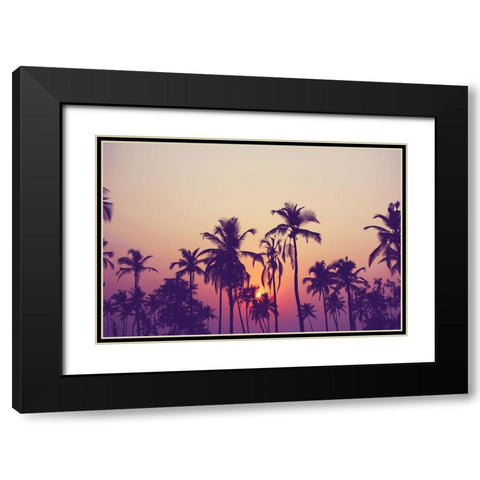 Palm Sky 1 Black Modern Wood Framed Art Print with Double Matting by Design Fabrikken