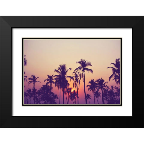 Palm Sky 1 Black Modern Wood Framed Art Print with Double Matting by Design Fabrikken