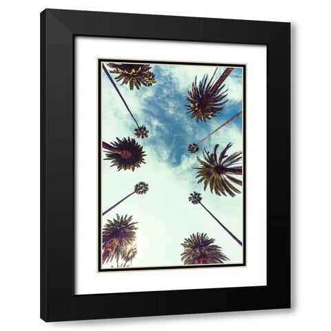 Palm Sky 2 Black Modern Wood Framed Art Print with Double Matting by Design Fabrikken