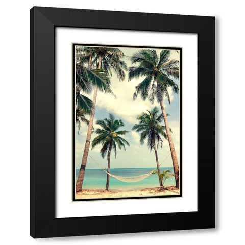 Palm Sky 3 Black Modern Wood Framed Art Print with Double Matting by Design Fabrikken