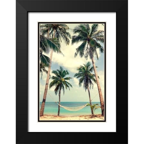 Palm Sky 3 Black Modern Wood Framed Art Print with Double Matting by Design Fabrikken