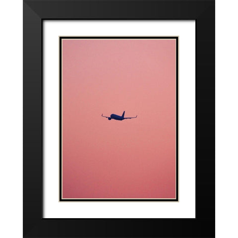 Pink Flight Black Modern Wood Framed Art Print with Double Matting by Design Fabrikken