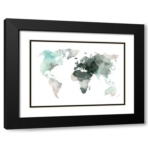 Water World Black Modern Wood Framed Art Print with Double Matting by Design Fabrikken