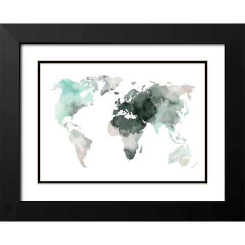 Water World Black Modern Wood Framed Art Print with Double Matting by Design Fabrikken