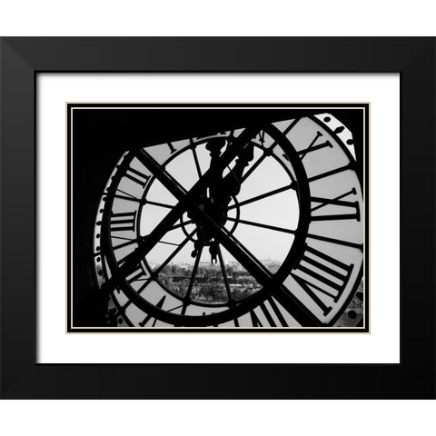 Clock Tower Black Modern Wood Framed Art Print with Double Matting by Design Fabrikken