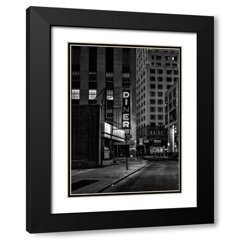 Diner Black Modern Wood Framed Art Print with Double Matting by Design Fabrikken