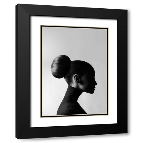 Neck Up Black Modern Wood Framed Art Print with Double Matting by Design Fabrikken