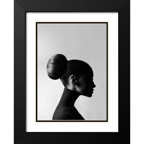Neck Up Black Modern Wood Framed Art Print with Double Matting by Design Fabrikken