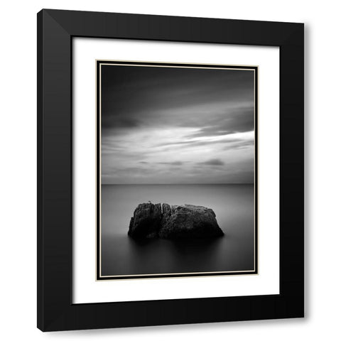 Rock One Black Modern Wood Framed Art Print with Double Matting by Design Fabrikken