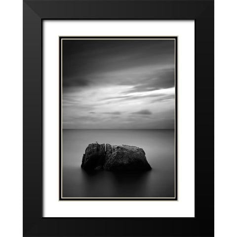 Rock One Black Modern Wood Framed Art Print with Double Matting by Design Fabrikken