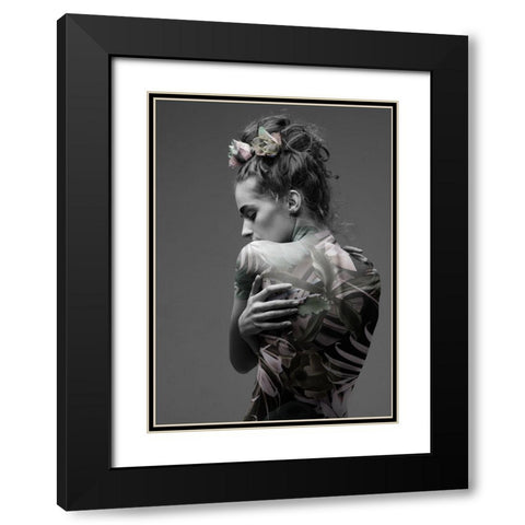 Jungle Fashion 1 Black Modern Wood Framed Art Print with Double Matting by Design Fabrikken