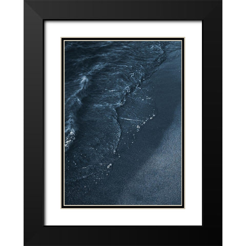 Blue Beach Black Modern Wood Framed Art Print with Double Matting by Design Fabrikken