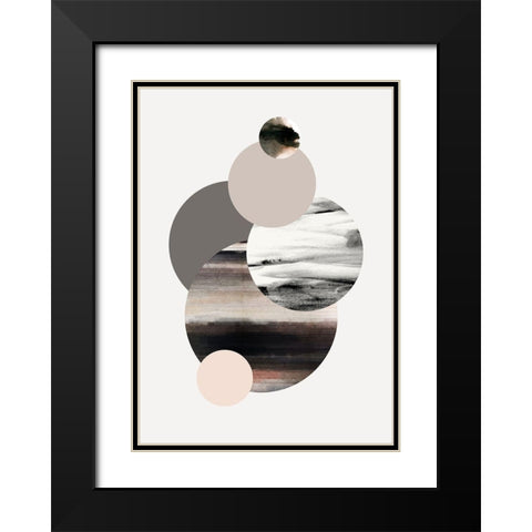 Circles 1 Black Modern Wood Framed Art Print with Double Matting by Design Fabrikken