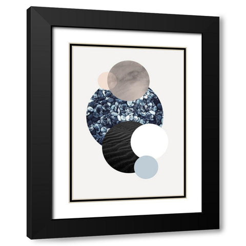 Circles 2 Black Modern Wood Framed Art Print with Double Matting by Design Fabrikken