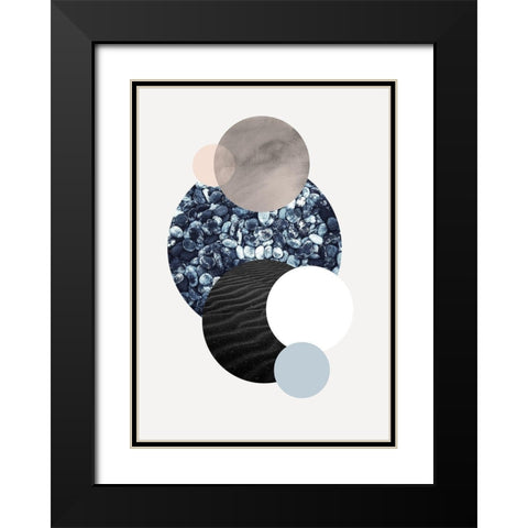 Circles 2 Black Modern Wood Framed Art Print with Double Matting by Design Fabrikken