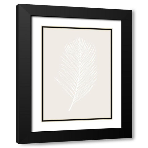 White Leaf Black Modern Wood Framed Art Print with Double Matting by Design Fabrikken