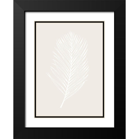 White Leaf Black Modern Wood Framed Art Print with Double Matting by Design Fabrikken