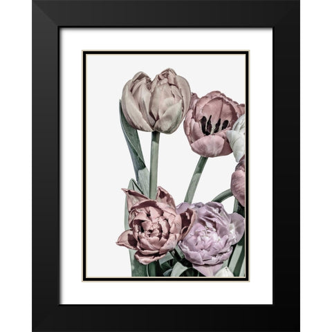 Tulips Bright 2 Black Modern Wood Framed Art Print with Double Matting by Design Fabrikken