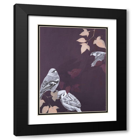 Bird 1 Black Modern Wood Framed Art Print with Double Matting by Design Fabrikken