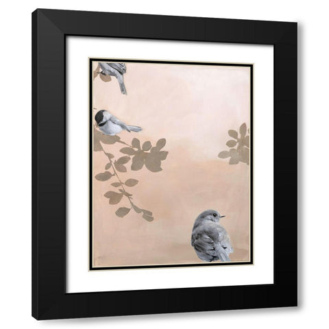 Bird 2 Black Modern Wood Framed Art Print with Double Matting by Design Fabrikken