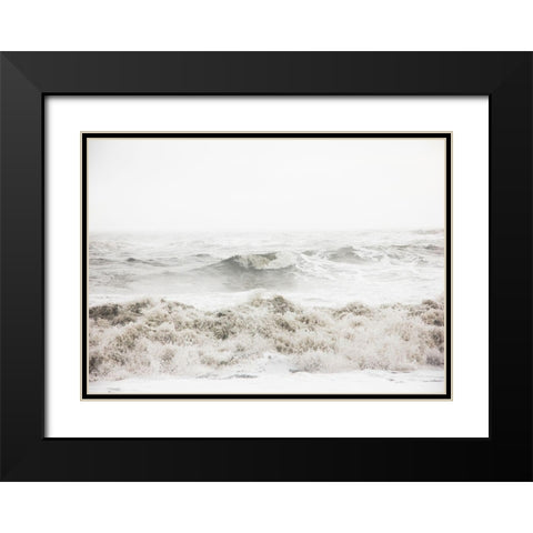 Breaking Waves Black Modern Wood Framed Art Print with Double Matting by Design Fabrikken