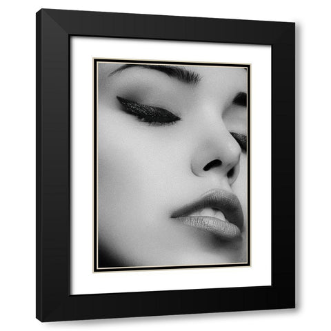 Face 1 Black Modern Wood Framed Art Print with Double Matting by Design Fabrikken