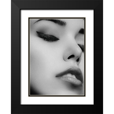 Face 1 Black Modern Wood Framed Art Print with Double Matting by Design Fabrikken