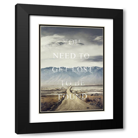 Get Lost Black Modern Wood Framed Art Print with Double Matting by Design Fabrikken