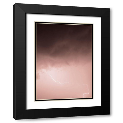 Lightning Pink Black Modern Wood Framed Art Print with Double Matting by Design Fabrikken
