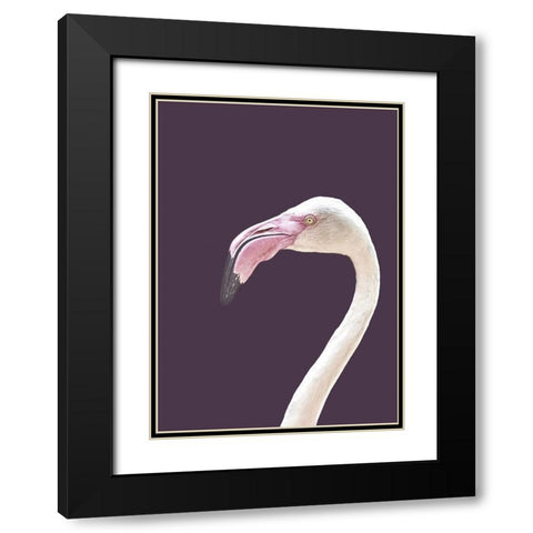 The Flamingo Black Modern Wood Framed Art Print with Double Matting by Design Fabrikken