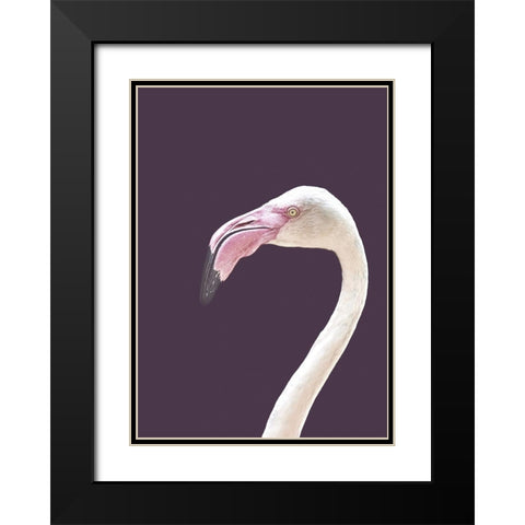 The Flamingo Black Modern Wood Framed Art Print with Double Matting by Design Fabrikken