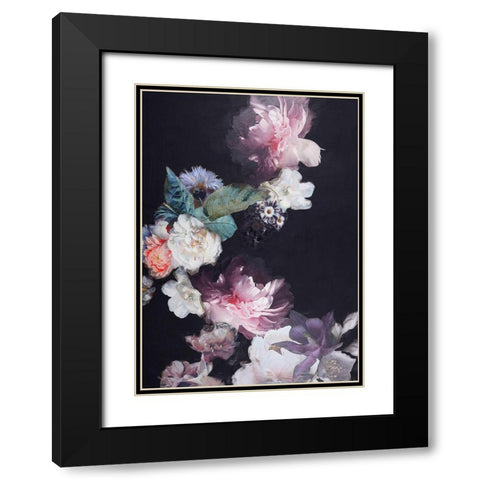 Purple Blossom 1 Black Modern Wood Framed Art Print with Double Matting by Design Fabrikken