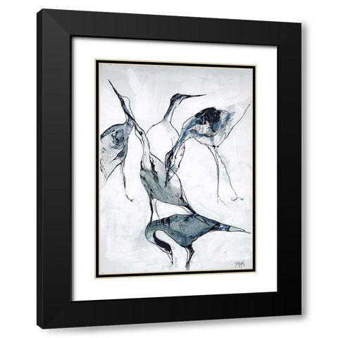 Crane 1 Black Modern Wood Framed Art Print with Double Matting by Design Fabrikken