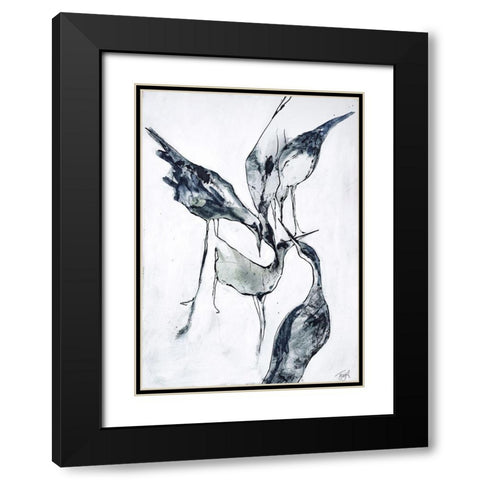 Crane 2 Black Modern Wood Framed Art Print with Double Matting by Design Fabrikken