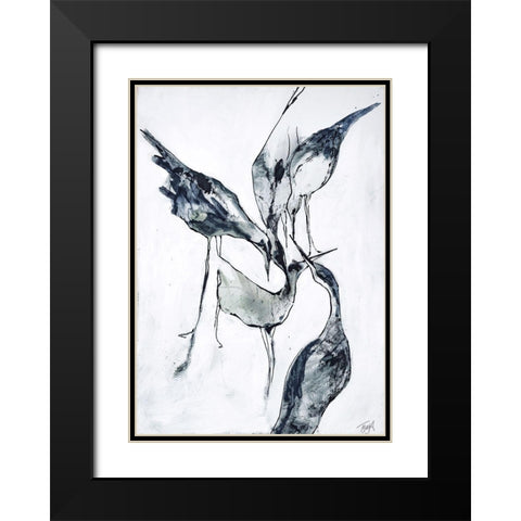 Crane 2 Black Modern Wood Framed Art Print with Double Matting by Design Fabrikken
