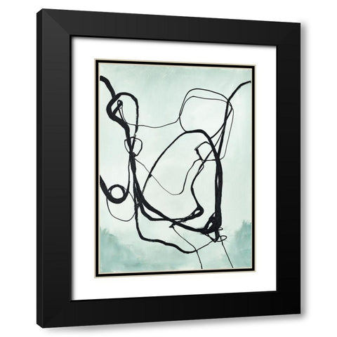 Fine Line 2 Black Modern Wood Framed Art Print with Double Matting by Design Fabrikken