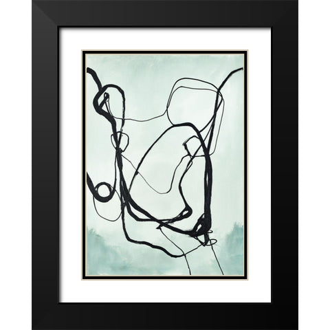 Fine Line 2 Black Modern Wood Framed Art Print with Double Matting by Design Fabrikken