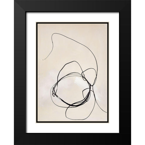 Fine Line 5 Black Modern Wood Framed Art Print with Double Matting by Design Fabrikken