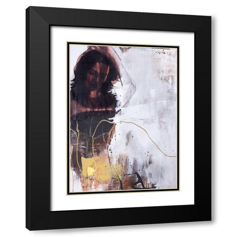 Yellow Era 1 Black Modern Wood Framed Art Print with Double Matting by Design Fabrikken