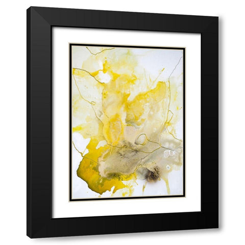Yellow Line Black Modern Wood Framed Art Print with Double Matting by Design Fabrikken