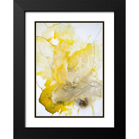 Yellow Line Black Modern Wood Framed Art Print with Double Matting by Design Fabrikken