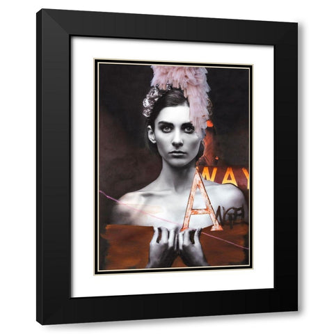 Angel Black Modern Wood Framed Art Print with Double Matting by Design Fabrikken