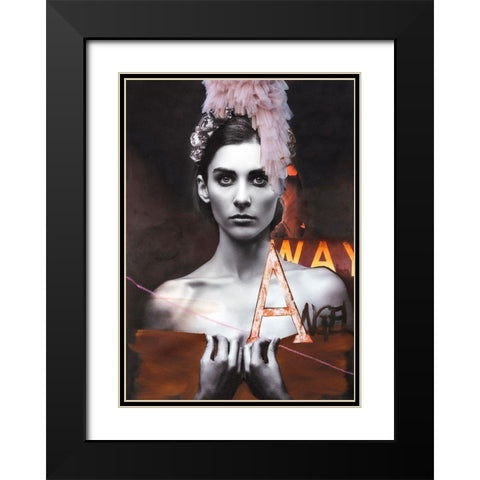 Angel Black Modern Wood Framed Art Print with Double Matting by Design Fabrikken