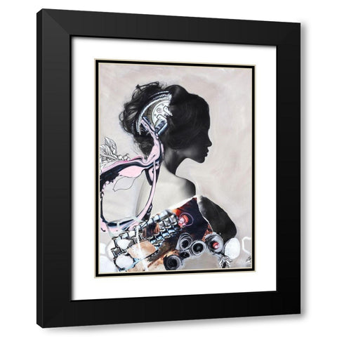 Pink Fluence 1 Black Modern Wood Framed Art Print with Double Matting by Design Fabrikken