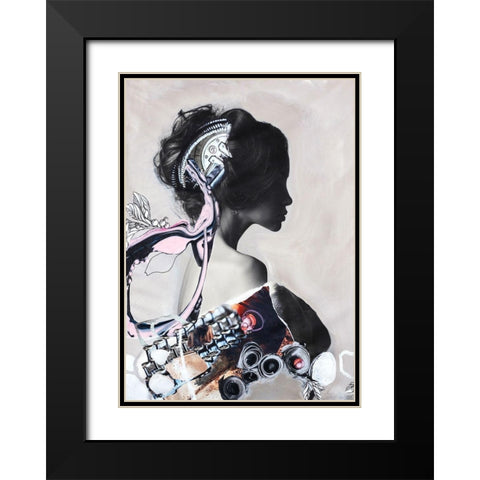 Pink Fluence 1 Black Modern Wood Framed Art Print with Double Matting by Design Fabrikken