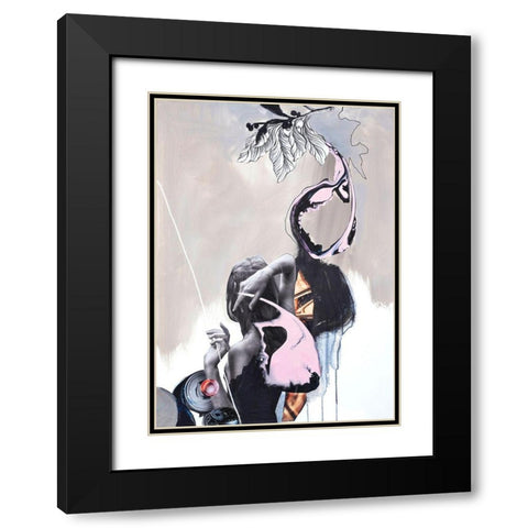 Pink Fluence 2 Black Modern Wood Framed Art Print with Double Matting by Design Fabrikken
