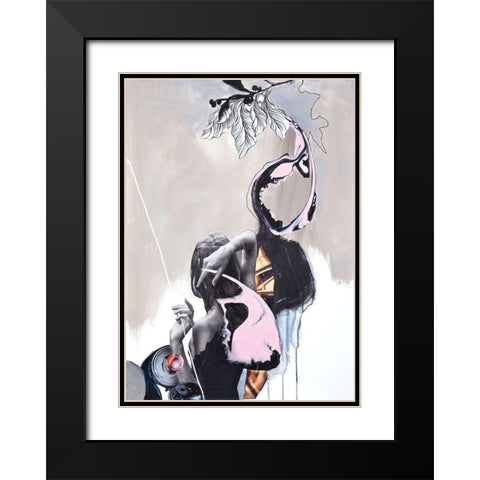 Pink Fluence 2 Black Modern Wood Framed Art Print with Double Matting by Design Fabrikken