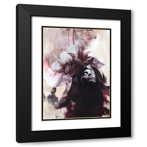 Imperfection Red Black Modern Wood Framed Art Print with Double Matting by Design Fabrikken