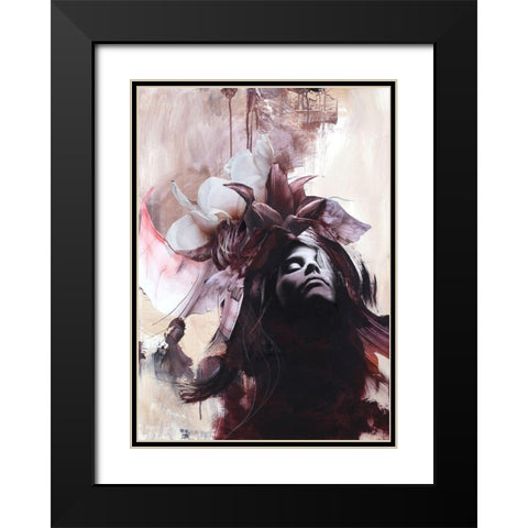 Imperfection Red Black Modern Wood Framed Art Print with Double Matting by Design Fabrikken